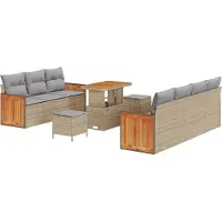 vidaXL Trädgårdsoffset med kudde 13 pcs Beige och Ljusgrå konstrotting