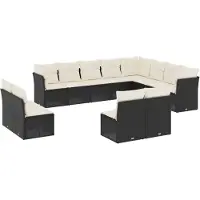 vidaXL Loungegrupp med dynor 12 delar svart konstrotting