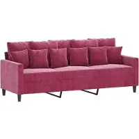 vidaXL 3-sitssoffa vinröd 180 cm sammet