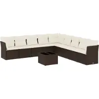 vidaXL Loungegrupp 10 delar med brun dynor konstrotting