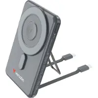 Verbatim Charge 'n' Go - Trådlös powerbank - magnetisk, med stativ - 5000 mAh - 20 Watt - 2.4 A - PD 3.0, QC 3.0, Apple 2.4A, USB BC 1.2, AFC - 3 utdatakontakter (USB-C) - grå