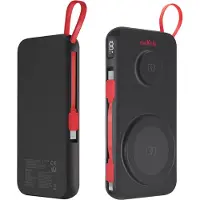MaXlife Powerbank 10000 mAh med trådlös laddning och inbyggd USB-C-kabel