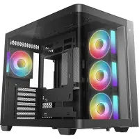 DeepCool CG530U 4F - Mid tower - ATX - genomskinlig sidopanel (härdat glas) - ingen strömförsörjning (ATX / PS/2) - svart - USB/ljud