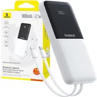 Baseus Lipow 10 000 mAh 22,5 W powerbank med två inbyggda kablar (USB-A–USB-C 3 A 20 cm) – vit