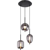 Globo Lighting Glas pendellampa Blacky, dimbar, Aluminium / grå / zink, Vardagsrum / matsal, Glas, Pendellampa