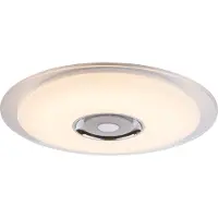 Globo LED-taklampa Tune RGB med högtalare Ø 60 Tune, dimbar, Förkromad / silver, Sovrum, Metall, Modern, LED-taklampa
