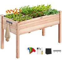 Vevor Trädgårdssäng med upphöjd planteringslådan 47,2x22,8x30" Blomma grönsaksört