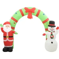 Uppblåsbar juldekoration jultomte & snögubbe LED 223 cm