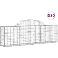 vidaXL Gabioner bågformade 30 st 200x30x60/80 cm galvaniserat järn