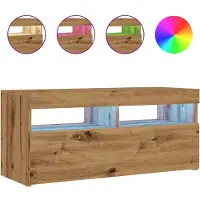 vidaXL TV-bänk med LED-lampor artisan ek 90x35x40 cm konstruerat trä