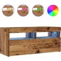vidaXL TV-bänk med LED-lampor åldrat trä 90x35x40 cm konstruerat trä