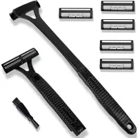 INF Vikbart Handtag Ryggrakset med 5 Blad - Enkel Kroppshårborttagning Black