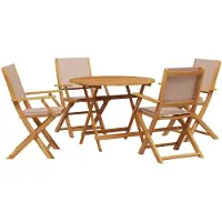 vidaXL Matgrupp för trädgården 5 delar taupe tyg och massivt trä