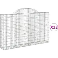 vidaXL Gabioner bågformade 13 st 200x30x120/140 cm galvaniserat järn
