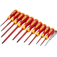 Vevor Isolerad Skruvmejselsats, 11-delars Professionell Elskruvmejselsats, 1000V Isolerad Elektrikerverktygssats, med Magnetisk Phillips Spårad Pozi-Spets, Spänningsprovare, för Elektriker