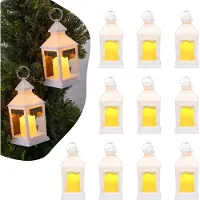 Vevor 12 st dekorativa ljuslyktor, LED elektriska flamlösa ljus, plast LED-hållare med glas, vägghängande inomhusverandalyktor för bröllopsbordsfest bondgårdsdekor inomhusdekor, vit