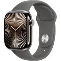 Apple Watch Series 10 (GPS + Cellular) - 42 mm - naturlig titan - smart klocka med sportband - fluoroelastomer - klippgrå - bandstorlek: S/M - 64 G...