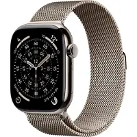 Apple Watch Series 11 GPS + Cellular - 46 mm - Naturligt titanboett - Naturligt milanesiskt band - M/L