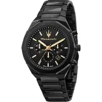 Maserati Stile Chronograph Rostfritt Stål Svart Urtavla Kvarts R8873642005 100M Herrklocka svart