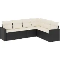 vidaXL Loungegrupp med dynor 6 delar svart konstrotting