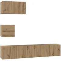 vidaXL TV-bänkset Väggmonterad 3 pcs Artisan Ek Konstruerat trä