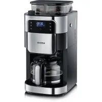 Severin Filterkaffebryggare med inbyggd kvarn - - KA4813 - Kaffemaskin med pekskärm - kanna 10 koppar - Svart/Inox