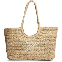 Tommy Hilfiger Raffia Textured Logo Tote Bag