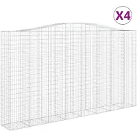 vidaXL Gabioner bågformade 4 st 400x50x220/240 cm galvaniserat järn