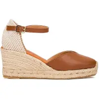 Wonders för kvinnor. YD-SI685 Espadriller i brunt slätt läder (39), Hud, 5 till 8 cm, Spänne, Casual