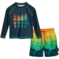 Playshoes UV-skydd 'Surf' marinblå / grön / ljusgrön / orange