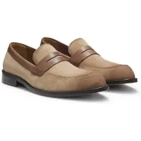 BOSS Suede loafers with leather trims