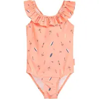 Playshoes Baddräkt 'Surfbrett Palme' beige / mörkblå / mörkorange / puder