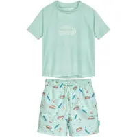 Playshoes UV-skydd 'Surf-Bus' ecru / cyanblå / mint / roströd