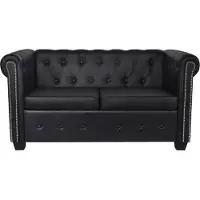 vidaXL Chesterfield 2-sits och 3-sits konstläder svart