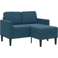 vidaXL 2-sitssoffa med schäslong L-formad blå 125 cm sammet