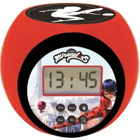 Miraculous - Miraculous Projektor Väckarklocka med Snooze och Nattlampa, LCD Skärm, Röd/ Svart