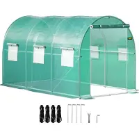 Vevor Walk-in tunnelväxthus, 3,6 x 2 x 2 m/ 12 x 7 x 7 fot portabelt växthus med galvaniserade stålringar, 1 toppbalk, 2 diagonala stänger, 2 blixtlåsförsedda dörrar och 6 rullfönster, grön