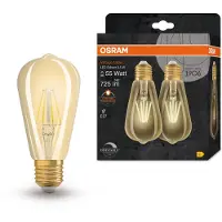 Osram HOMELIGHTING 4058075754713 LED-lamp EEK E (A - G) E27 Kolvform 6.5 W = 55 W Varmvit (Ø x H) 64 mm x 64 mm dimbar 2 st
