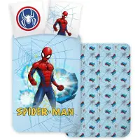 Licens Spiderman sängkläder - 100% bomull - Junior sängset 100x140 cm - Ljusblå