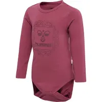 Hummel Body L/s - hmlHelga - Jordröd m. Logo - - 68 - Body L/Ä