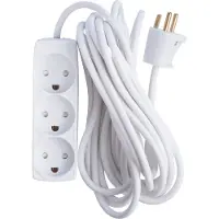 THORKILD LARSEN 3-uttag med j och 5 meter kabel vit