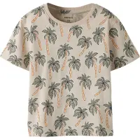 Name it T-shirt - NmmValther - Château Gray/Palms - - 3 år (98) - T-shirt