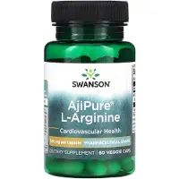 Swanson Health Ajipure L-Arginin, 500 mg, 60 vegetabiliska kapslar