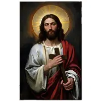 DIMENGQI Jesus Kristus Canvas Postres Kristus Jesus Porträtt Väggkonst Tryck Affisch Jag Ska Gå Med Kristus Bibelvers Present Affisch 50x70cm