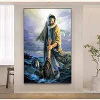 DIMENGQI Jesus Kristus Canvas Postres Kristus Jesus Porträtt Väggkonst Tryck Affisch Jag Ska Gå Med Kristus Bibelvers Present Affisch 40x60cm