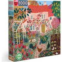 Eeboo : Piece and Love English Cottage 1000 Piece Square Jigsaw Puzzle Glossy Robust Puzzle Pieces A Cooperative Activity with Friends and Family