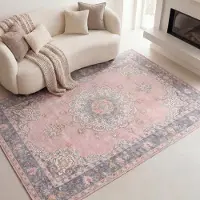FRAAI Vintage matta | Lily Medaillon rosa hos Volero | 80x150 cm | Polyester | Medaljong | Rektangulär | Plattvävd