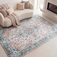 FRAAI Vintage matta | Lily Oriental blå/rosa hos Volero | 230x330 cm | Polyester | Symmetrisk | Rektangulär | Plattvävd