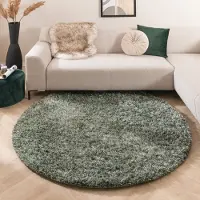 Studio Clarice Rund shaggy matta | Grace grön hos Volero | Ø 160 cm | Polyester | Blandat | Rund | Hög lugg