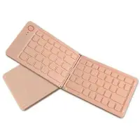 Mtp Products B023 68-tangenters magnetiskt hopfällbart trådlöst tangentbord med telefonstativ - QWERTY - rosa